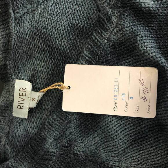 River Hand Dyed Cotton blend Sweater Small Navy V-neck NWT - Picture 9 of 10